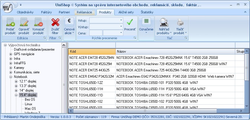 UNI-SHOP - komplexný systém na správu internetového obchodu